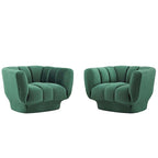 Lot de 2 fauteuils rembourrés en velours de performance à rayures verticales Entertain