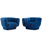 Lot de 2 fauteuils rembourrés en velours de performance à rayures verticales Entertain