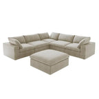 Canapé d'angle modulable Cloud 6 places avec oreillers et pouf