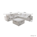 Canapé d'angle modulable Cloud 6 places avec oreillers et pouf