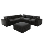 Canapé d'angle modulable Cloud 6 places avec oreillers et pouf