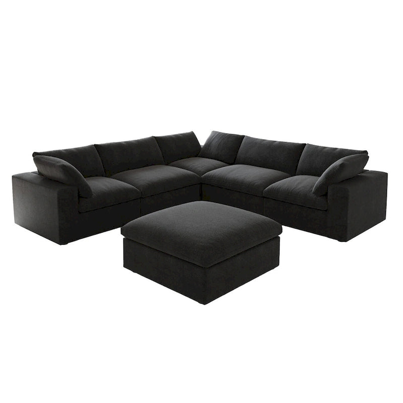 Canapé d'angle modulable Cloud 6 places avec oreillers et pouf