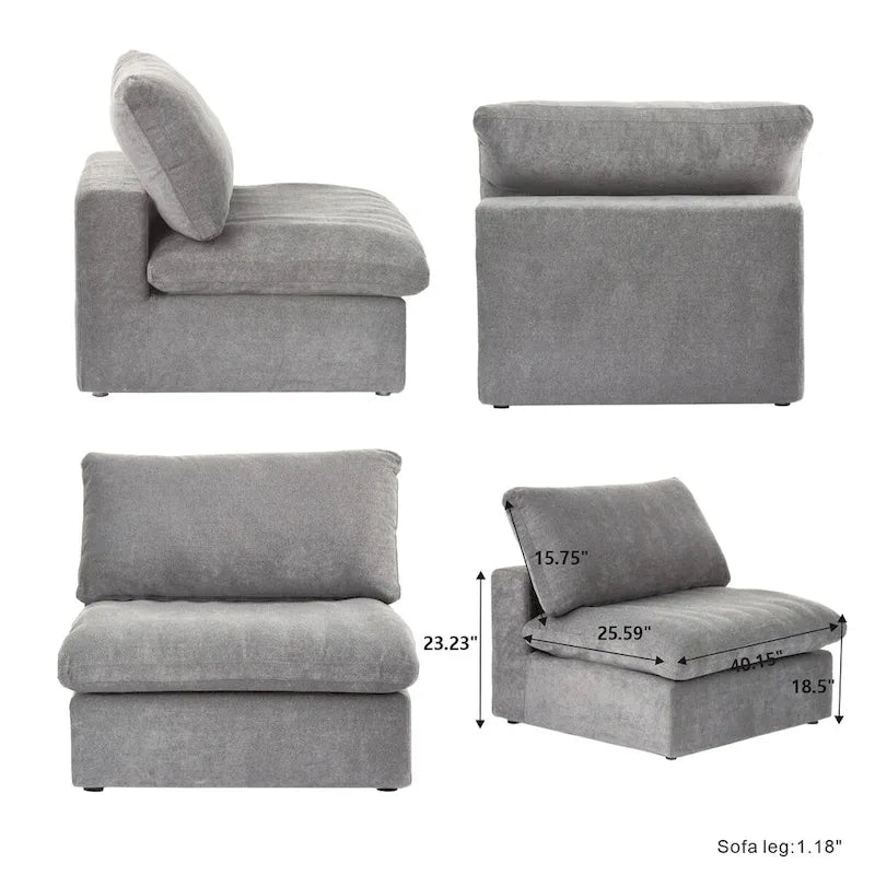 Canapé d'angle modulable Cloud 6 places avec oreillers et pouf