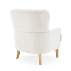 Fauteuil Club en Tissu Bouclé Couleur Amande avec Clous Décoratifs par