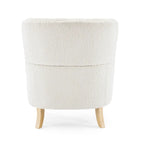 Fauteuil Club en Tissu Bouclé Couleur Amande avec Clous Décoratifs par