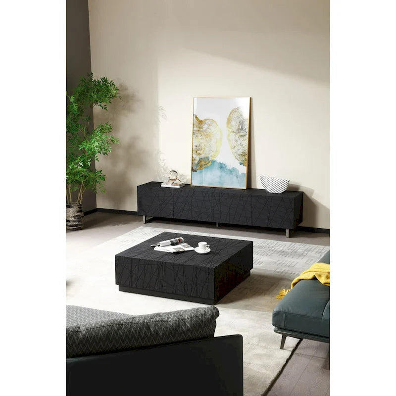 Table basse carrée en chêne noir moderne avec rangement