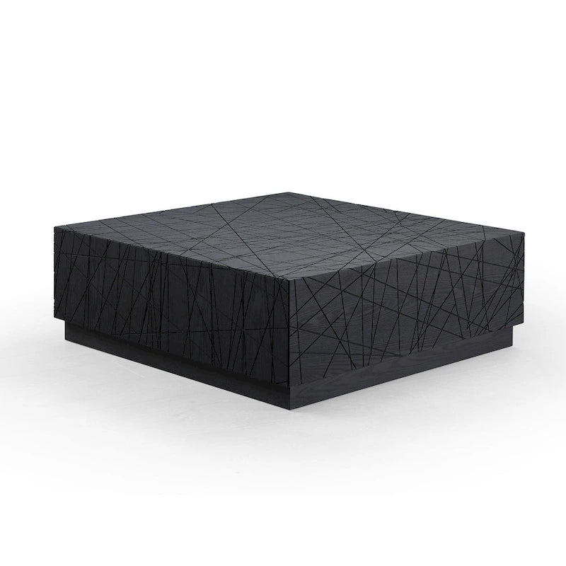 Table basse carrée en chêne noir moderne avec rangement