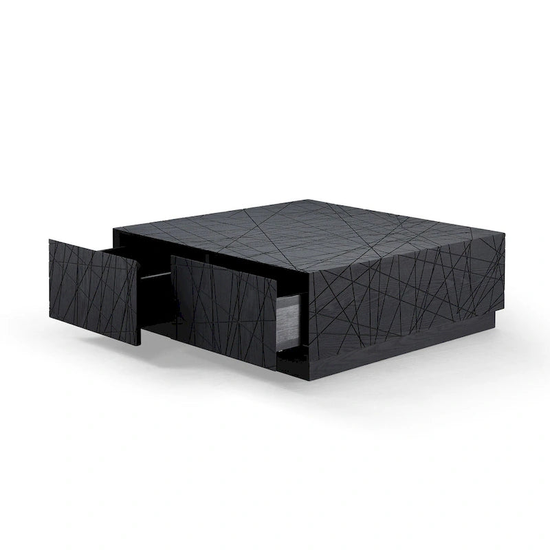 Table basse carrée en chêne noir moderne avec rangement