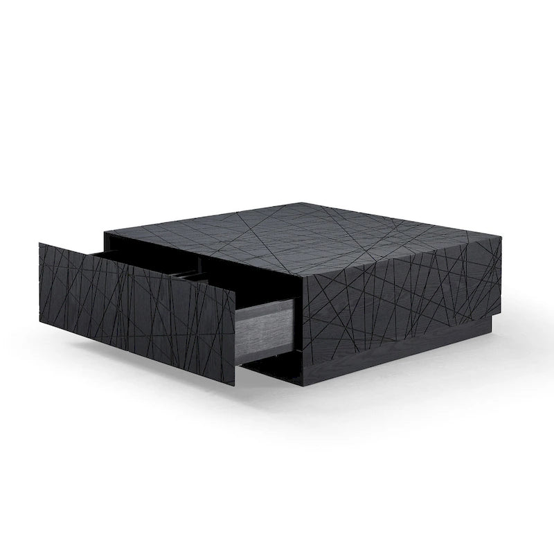 Table basse carrée en chêne noir moderne avec rangement