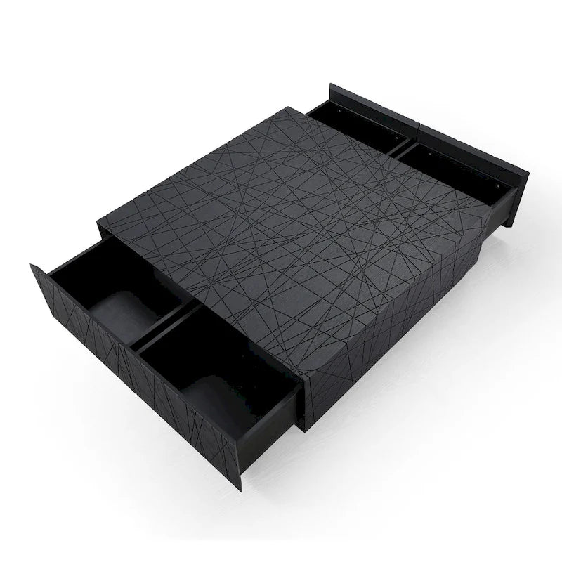 Table basse carrée en chêne noir moderne avec rangement