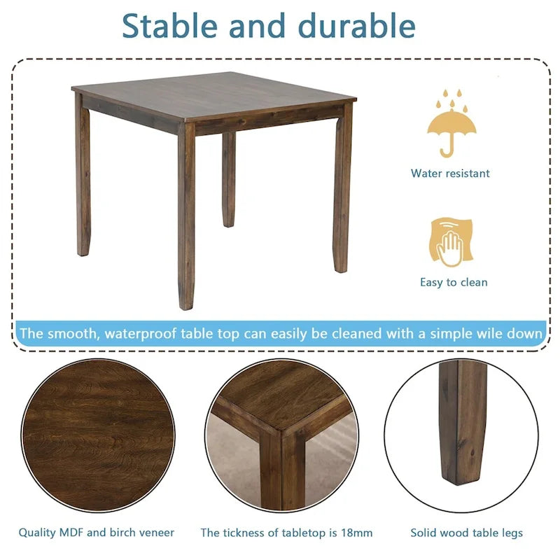 Table de salle à manger rectangulaire en bois pour 4 personnes, table de cuisine