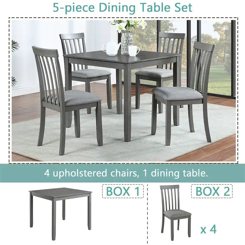 Table de salle à manger rectangulaire en bois pour 4 personnes, table de cuisine