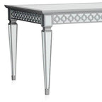 Table de salle à manger 72-90 pouces, plateau rectangulaire extensible, miroir, argent