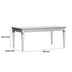 Table de salle à manger 72-90 pouces, plateau rectangulaire extensible, miroir, argent