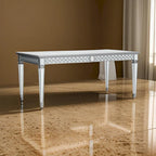 Table de salle à manger 72-90 pouces, plateau rectangulaire extensible, miroir, argent
