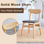 La chaise de salle à manger élégante et durable en bois massif, avec son petit dossier incurvé et son coussin en PU, s'accorde avec n'importe quelle pièce grâce à sa belle forme.