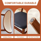 La chaise de salle à manger élégante et durable en bois massif, avec son petit dossier incurvé et son coussin en PU, s'accorde avec n'importe quelle pièce grâce à sa belle forme.