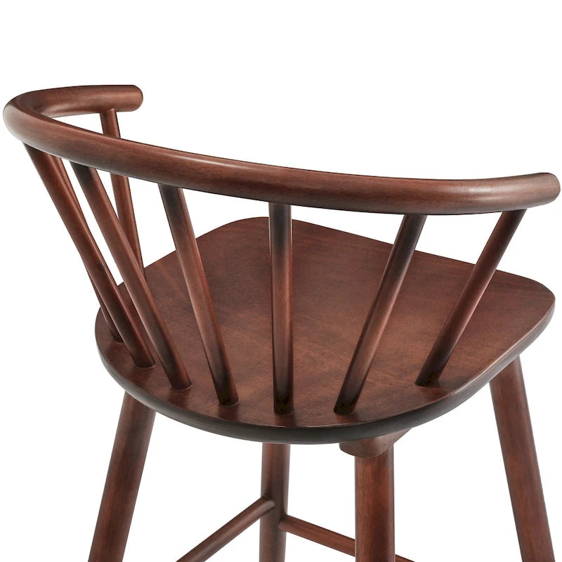 Lot de 2 tabourets de bar hauteur comptoir de 61 cm pour îlot de cuisine avec dossier en bois massif et à barreaux