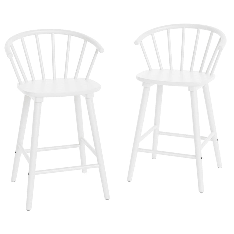 Lot de 2 tabourets de bar hauteur comptoir de 61 cm pour îlot de cuisine avec dossier en bois massif et à barreaux