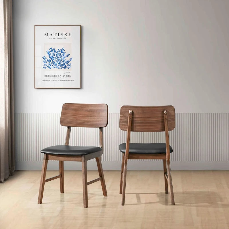  Thea Walnut and Black Side Chair (Set of 2)