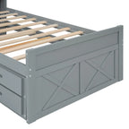 Lit en bois avec tiroirs de rangement, lit gigogne et trois tiroirs de rangement