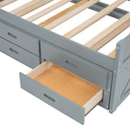 Lit en bois avec tiroirs de rangement, lit gigogne et trois tiroirs de rangement